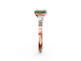 Rose gold Fancy Green Emerald  Cut Diamond Ring with Baguette Side Stones, Channel Set Band, and Four-Prong Setting_5