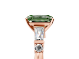 Rose gold Fancy Green Emerald  Cut Diamond Ring with Baguette Side Stones, Channel Set Band, and Four-Prong Setting_8