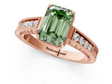 Rose gold Fancy Green Emerald Cut Diamond Ring with Milgrain Pavé Band and Four-Prong Setting_22