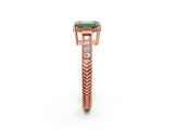 Rose gold Fancy Green Emerald Cut Diamond Ring with Milgrain Pavé Band and Four-Prong Setting_23