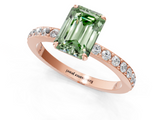 Rose gold Fancy Green Emerald  Cut Diamond Ring with Pavé Band and Four-Prong Setting_54
