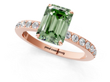 Rose gold Fancy Green Emerald  Cut Diamond Ring with Pavé Band and Four-Prong Setting_56