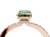 Rose gold Fancy Green Emerald  Cut Diamond Ring with Pavé Band and Four-Prong Setting_57