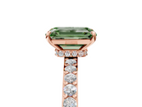 Rose gold Fancy Green Emerald  Cut Diamond Ring with Pavé Band and Four-Prong Setting_58