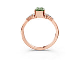 Rose gold Fancy Green Emerald Cut Diamond Ring with Side Stones and Four-Prong Setting_97
