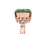 Rose gold Fancy Green Emerald Cut Diamond Ring with Side Stones and Four-Prong Setting_99