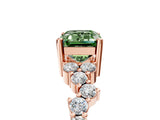 Rose gold Fancy Green Emerald Cut Diamond Scattered Round Accent Ring with Prong Setting_17