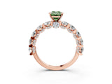 Rose gold Fancy Green Emerald Cut Diamond Side Stone Engagement Ring with Four-Prong Setting_27
