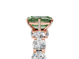 Rose gold Fancy Green Emerald Cut Diamond Side Stone Engagement Ring with Four-Prong Setting_41
