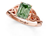 Rose gold Fancy Green Emerald Cut Diamond Solitaire Celtic Knot Ring with Four-Prong Setting_60