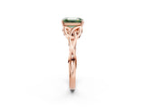 Rose gold Fancy Green Emerald Cut Diamond Solitaire Celtic Knot Ring with Four-Prong Setting_61