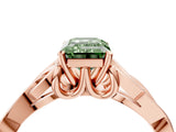 Rose gold Fancy Green Emerald Cut Diamond Solitaire Celtic Knot Ring with Four-Prong Setting_63