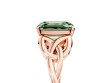 Rose gold Fancy Green Emerald Cut Diamond Solitaire Celtic Knot Ring with Four-Prong Setting_64