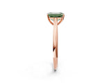 Rose gold Fancy Green Emerald Cut Diamond Solitaire Engagement Ring with Cathedral Setting and Four-Prong Mount_135