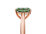 Rose gold Fancy Green Emerald Cut Diamond Solitaire Engagement Ring with Cathedral Setting and Four-Prong Mount_138