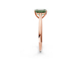 Rose gold Fancy Green Emerald Cut Diamond Solitaire Engagement Ring with Cathedral Setting and Four-Prong Mount_26