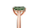Rose gold Fancy Green Emerald Cut Diamond Solitaire Engagement Ring with Cathedral Setting and Four-Prong Mount_29