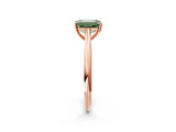 Rose gold Fancy Green Emerald Cut Diamond Solitaire Engagement Ring with Cathedral Setting and Four-Prong Mount_32