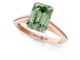 Rose gold Fancy Green Emerald Cut Diamond Solitaire Engagement Ring with Cathedral Setting and Four-Prong Mount_79