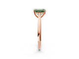 Rose gold Fancy Green Emerald Cut Diamond Solitaire Engagement Ring with Cathedral Setting and Four-Prong Mount_80