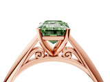 Rose gold Fancy Green Emerald Cut Diamond Solitaire Engagement Ring with Cathedral Setting and Four-Prong Mount_82
