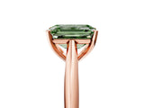 Rose gold Fancy Green Emerald Cut Diamond Solitaire Engagement Ring with Cathedral Setting and Four-Prong Mount_83