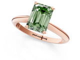 Rose gold Fancy Green Emerald Cut Diamond Solitaire Engagement Ring with Classic Band and Four-Prong Setting_104