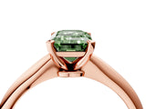 Rose gold Fancy Green Emerald Cut Diamond Solitaire Engagement Ring with Classic Band and Four-Prong Setting_107