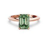 Rose gold Fancy Green Emerald Cut Diamond Solitaire Engagement Ring with Classic Band and Four-Prong Setting_36