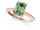 Rose gold Fancy Green Emerald Cut Diamond Solitaire Engagement Ring with Classic Band and Four-Prong Setting_37