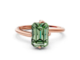 Rose gold Fancy Green Emerald Cut Diamond Solitaire Engagement Ring with Four-Prong Setting and Classic Band_20