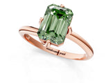 Rose gold Fancy Green Emerald Cut Diamond Solitaire Engagement Ring with Four-Prong Setting and Classic Band_21