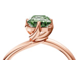 Rose gold Fancy Green Emerald Cut Diamond Solitaire Engagement Ring with Four-Prong Setting and Classic Band_24