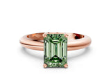 Rose gold Fancy Green Emerald Cut Diamond Solitaire Engagement Ring with Round Band and Four-Prong Setting_155