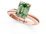 Rose gold Fancy Green Emerald Cut Diamond Solitaire Engagement Ring with Round Band and Four-Prong Setting_156