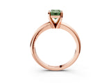 Rose gold Fancy Green Emerald Cut Diamond Solitaire Engagement Ring with Round Band and Four-Prong Setting_158
