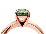 Rose gold Fancy Green Emerald Cut Diamond Solitaire Engagement Ring with Round Band and Four-Prong Setting_159