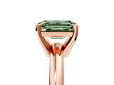 Rose gold Fancy Green Emerald Cut Diamond Solitaire Engagement Ring with Round Band and Four-Prong Setting_160
