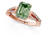 Rose gold Fancy Green Emerald Cut Diamond Solitaire Engagement Ring with Twisted Pavé Band and Four-Prong Setting_50