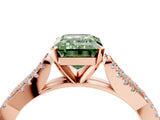 Rose gold Fancy Green Emerald Cut Diamond Solitaire Engagement Ring with Twisted Pavé Band and Four-Prong Setting_53