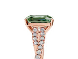 Rose gold Fancy Green Emerald Cut Diamond Solitaire Engagement Ring with Twisted Pavé Band and Four-Prong Setting_54