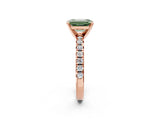 Rose gold Fancy Green Emerald Cut Diamond Solitaire Pavé Engagement Ring with Round Band and Prong Setting_52