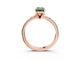 Rose gold Fancy Green Emerald Cut Diamond Solitaire Pavé Engagement Ring with Round Band and Prong Setting_53