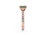 Rose gold Fancy Green Emerald Cut Diamond Solitaire Pavé Engagement Ring with Round Band and Prong Setting_58