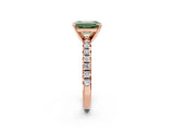 Rose gold Fancy Green Emerald Cut Diamond Solitaire Pavé Engagement Ring with Round Band and Prong Setting_70