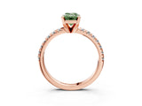 Rose gold Fancy Green Emerald Cut Diamond Solitaire Pavé Engagement Ring with Round Band and Prong Setting_71