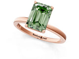 Rose gold Fancy Green Emerald Cut Diamond Solitaire Ring with Classic Band and Four-Prong Setting_1