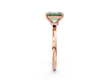 Rose gold Fancy Green Emerald Cut Diamond Solitaire Ring with Classic Band and Four-Prong Setting_2