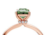 Rose gold Fancy Green Emerald Cut Diamond Solitaire Ring with Classic Band and Four-Prong Setting_4