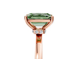 Rose gold Fancy Green Emerald Cut Diamond Solitaire Ring with Classic Band and Four-Prong Setting_5